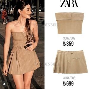 ZARA pinstripe box pleat skirt 3067/003